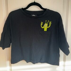 Volcom Black Tee with Green Alien Design